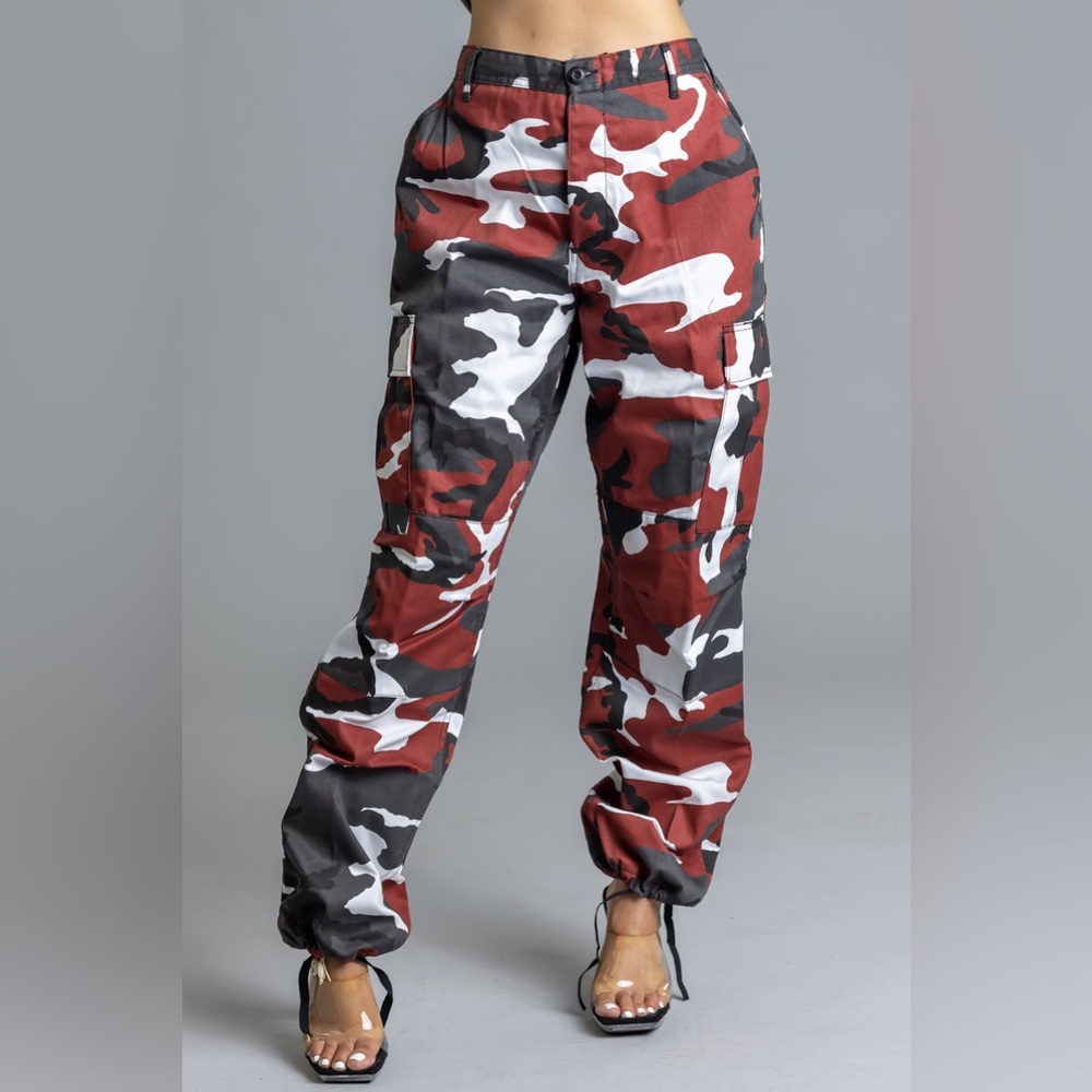Camo Cargo Pants red black and white Large Regular